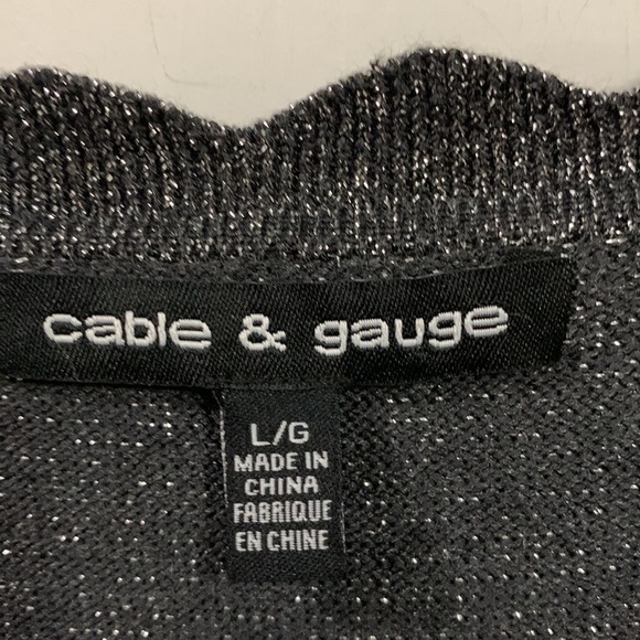 Cable & Gauge Dark Gray Very SPARKLE filled sweater, button up Size Large - Picture 2 of 6